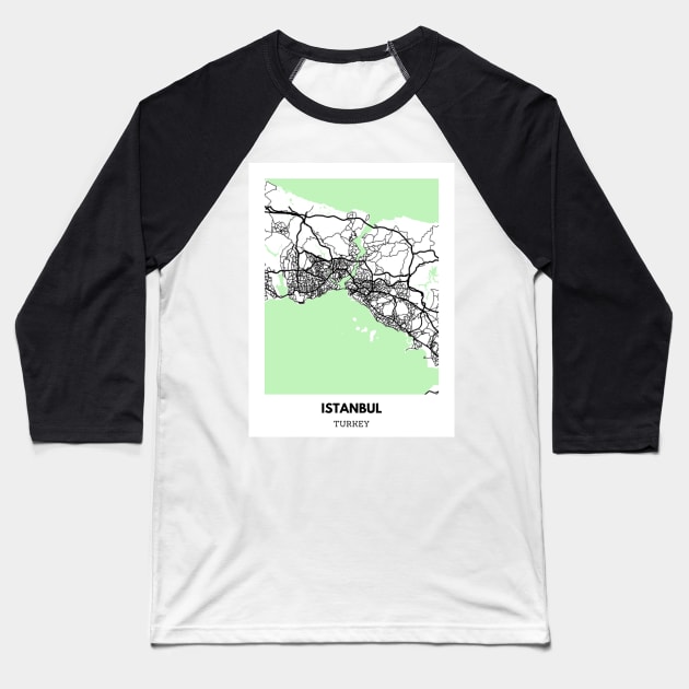 ISTANBUL CITY MAP POSTER Baseball T-Shirt by Holailustra